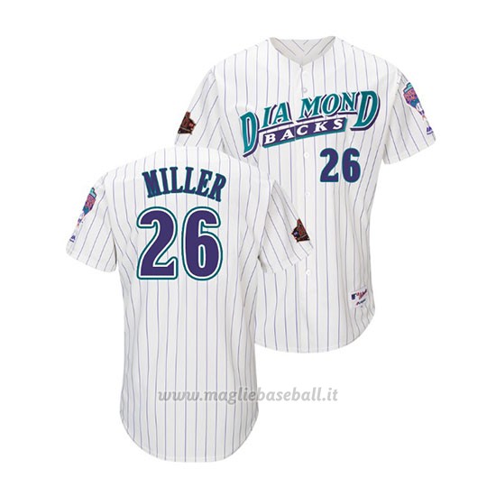 Maglia Baseball Uomo Arizona Diamondbacks Shelby Miller Throwback 1998 Bianco